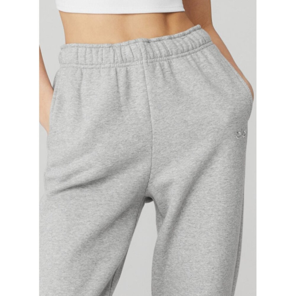 Alo Accolade Sweatpants Athletic Heathered Grey High-Rise Fleece Joggers Sweats - Picture 3 of 14